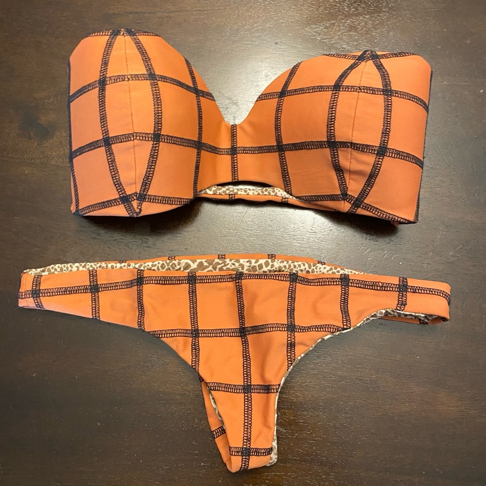Acacia strapless dark orange bikini